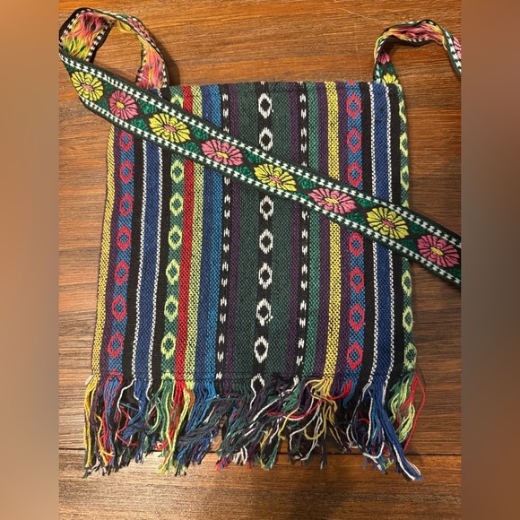 Handcrafted Artisanal Embroidered Colorful Woven Textile Crossbody Bag - Picture 6 of 9